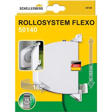 Schellenberg 50140 Avvolgitore Flexo Mini Bianco, Pieghevole Aperto, per tapparelle avvolgibili, 14 cm, Girevole a 180, Spaziatura dei fori 14-15,5 cm