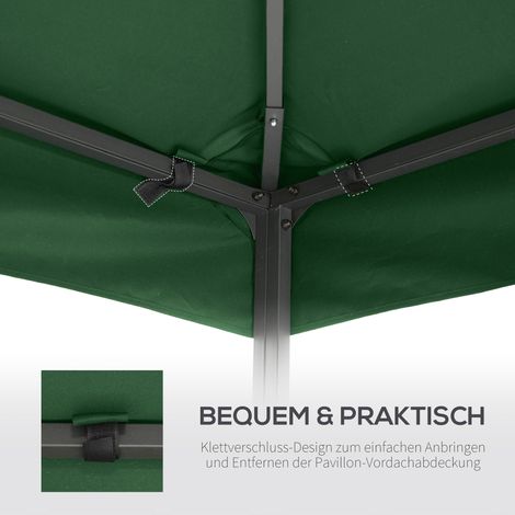 Toiture de remplacement pour tonnelle 3x3m déperlante, bâche de pavillon métallique, toit de jardin, tente de fête, abri extérieur en polyester vert foncé (1/5)