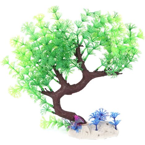 Plante Artificielle Aquarium - Arbre Courbé En Plastique Souple - Décor Paysager Vert Pour Poissons - 1 Pièce (1/5)