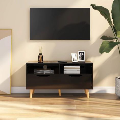 vidaXL Mobile Porta TV Nero Lucido 90x40x48,5 cm Legno Multistrato (1/5)