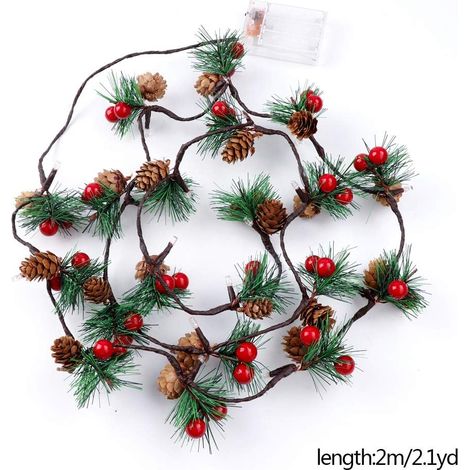 Lumières de Noël avec ornements,6,5 pi 20 LED Guirlande de Noël Guirlande lumineuse Arbre de Noël Guirlande lumineuse avec cloches pour décor de jardin de vacances intérieur et extérieur,à piles