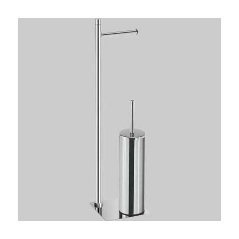 PIANTANA PORTAROTOLO E SCOPINO WC TRILLY Cromato L.14 X P.14 X H.63 cm GEDY