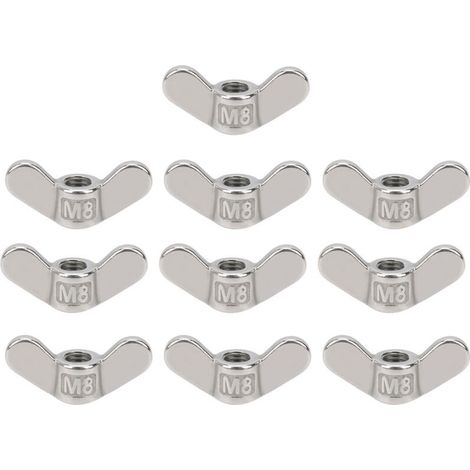 Écrous papillon M8 en acier inoxydable 304 – Lot de 10 pièces, fixation facile sans outil (1/5)