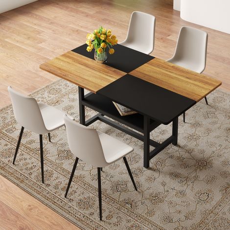 Ensemble table à manger 160x90x76 cm MDF et métal, multicolore, gain de place – MEUBLIV (1/5)