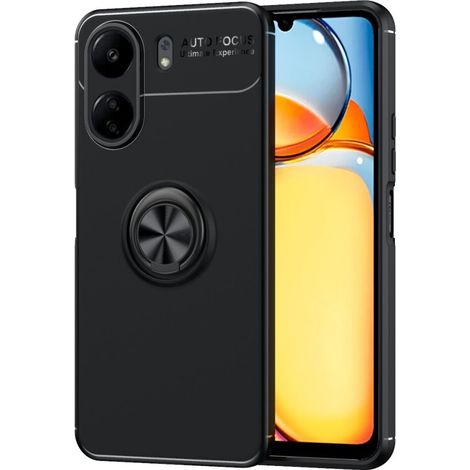Funda con soporte y anillo para el dedo para Xiaomi Redmi 13 / Poco C65, color negro. (1/5)
