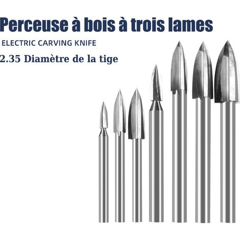 royaluxe - Ensemble d'embouts rotatifs pour sculpture sur bois, 10 embouts de sculpture sur bois avec tige de 2,35 mm pour le bricolage, le travail du bois, la sculpture, la sculpture, le perçage et l (1/3)