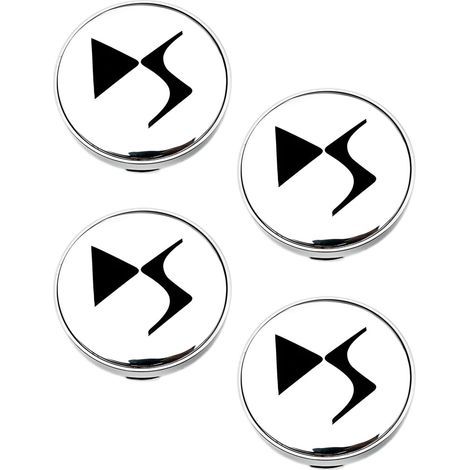 Pièces Auto 60mm Cache Moyeux pour Citroen DS3 DS4 DS6, Enjoliveurs de Roue Capuchon Centre Accessoires Extérieurs Voiture 3D Logo Noir (Argent (Fond argenté)) (1/5)