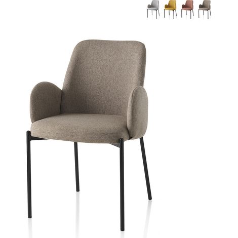 2 x Küchenstühle modern gepolstert aus Stoff mit Armlehnen Antea - Braun (1/5)