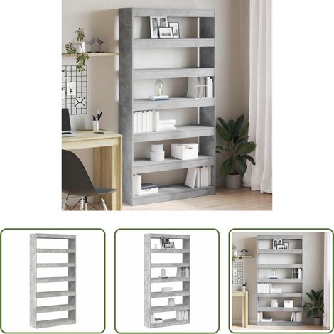 Bücherregal Holz - Bücherregal Beton Grau 100 x 30 x 198 cm Holzwerkstoff (1/5)