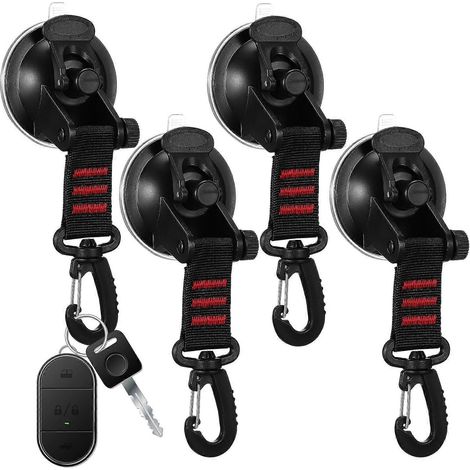Lot de 4 ventouses robustes avec crochets de fixation pour bâches de camping et voiture