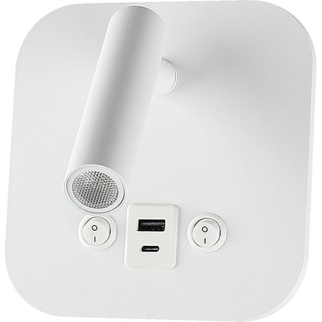 V-TAC Applique da Parete con Faretto LED Chip CREE 8W Orientabile + Retroilluminazione 2× USB-PD 20W Bianco 3000K – SKU 240026