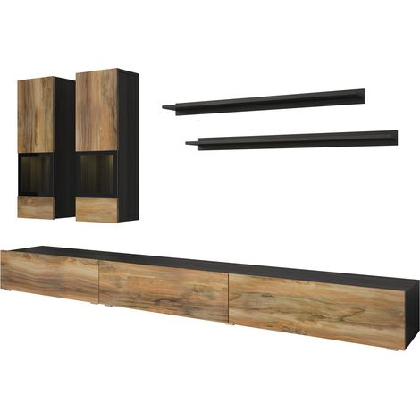 Conjunto de salón Serodeu 100, Nogal + Marrón oscuro