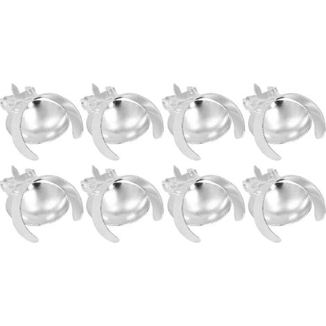 Set mit 8 automatischen Kerzenlöschern mit Metallclip, Docht und Flamme, in silberfarbener Ausführung. (1/5)