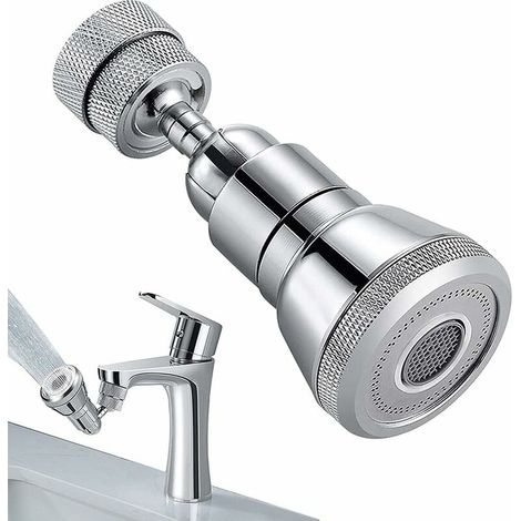 Tête de Robinet de Cuisine, Robinet d'Eau Rotatif Pivotant, Robinet d'Économie d'Eau, Rotation 720 ° Aérateur de Robinet d'Évier de Cuisine avec 2 Modes Sortie d'Eau (1/5)