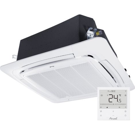 Airwell – Climatiseur réversible cassette 360° 3,5 kW Monophasé – Débit d'air 1000 m³/h – Pression acoustique 30 dB(A) – 7VF040009