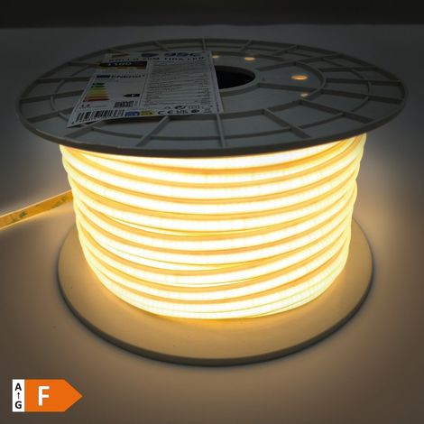Rouleau de ruban LED de 50 m, 12 W/m, 4000 K, IP65, 230 V, dimmable