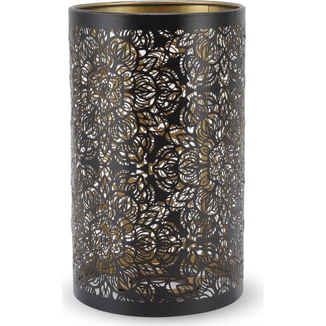 Abat-jour en métal ajouré et gravé, amovible, cylindrique, rond, culot E27/E26, décoratif, pour lampes de chevet et de table. (1/5)