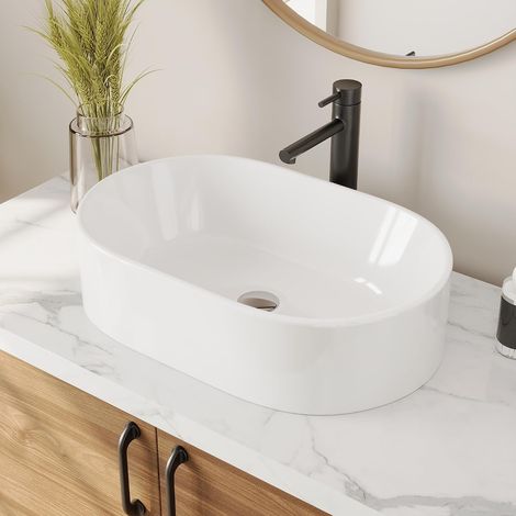 Lavabo Ovale en Céramique Blanche 55.5 x34.5 cm (1/5)