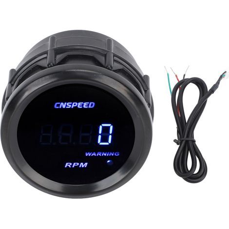 Tachymètre numérique de voiture 5 cm (2 pouces), 12 V, 0 à 9999 tr/min, ultra-fin et précis, avec éclairage bleu. (1/5)