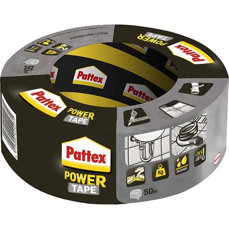 Pattex Power Tape, Nastro Telato Americano, Nastro Isolante Extra Forte per Carichi Pesanti, Per Tutti i Materiali, Impermeabile, Universale, Per Riparazioni, Fissaggio, Imballaggio, Grigio, 50m