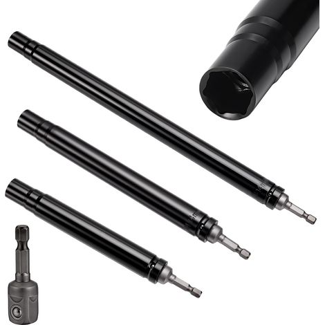 3 tournevis à Douille Électrique de 1.4cm paquet Douille Creuse pour Visseuse à Écrous avec Tige Hexagonale de 1/4 pouce Adaptée aux Boulons Longs et aux Conduits de 29.6,19.3,14.6cm (1/5)