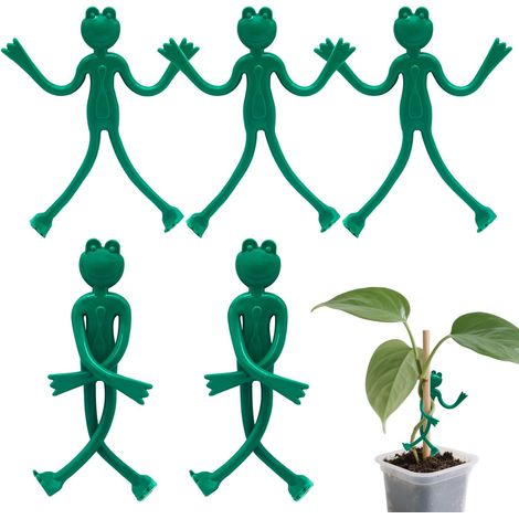 Lot de 5 pinces à plantes en forme de grenouille pour plantes grimpantes, support mignon et allié pour la propagation, pinces de jardin résistantes pour plantes grimpantes, d'intérieur et d'extérieur (1/5)