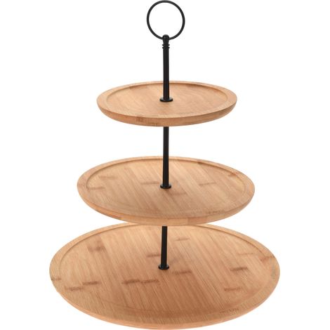 Bambus Etagere mit 3 Etagen - 35 cm - Etagenständer 3-stöckig - Servierplatte Bambus Servierständer