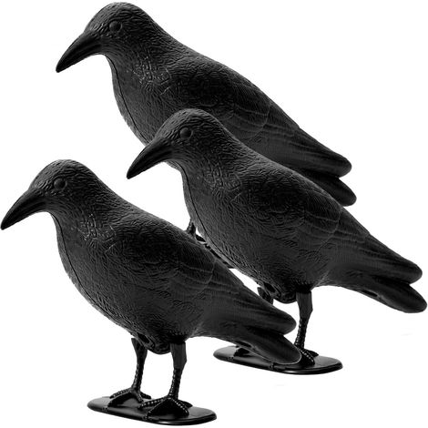 Corbeau Anti-Pigeon, Effaroucheur Oiseaux Exterieur, Anti Pigeons pour Balcon, Toit et Jardin, Effaroucheur Pigeons, Corbeau Noir en Plastique (2 Pièce)