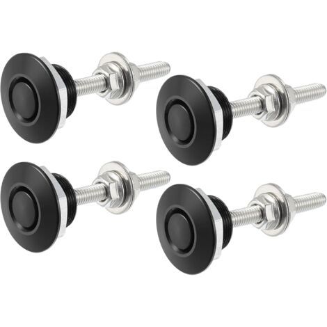 Black Bumper Quick Release Lock Latch Aluminum Alloy Hood Pin Lock Push Button Bonnet - Pack of 4