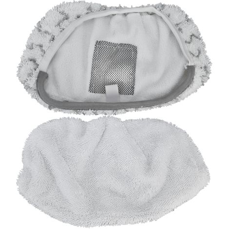 Recharges microfibre pour balai vapeur Bissell 1132 1252 1440 – Lot de 2 chiffons lavables, absorption renforcée, blanc et rayé (1/5)