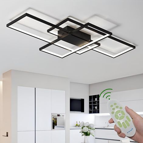 LED Plafonnier Dimmable Salon Lampe Luminaire 120W Moderne Avec Télécommande Chic Métal Lampe De Plafond Lustre Pour Chambre Salle À Manger Bureau Plafond Suspension Lampe (1/5)