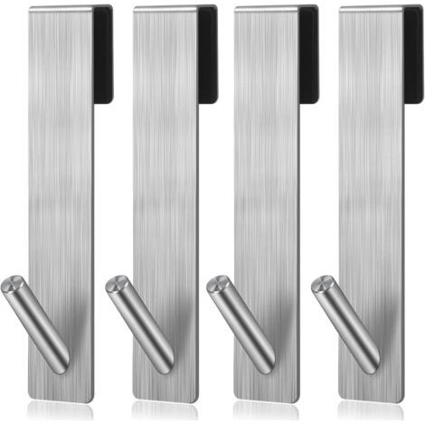 Set mit 4 Türhaken aus Edelstahl, Duschhaken ohne Bohren, Handtuchhalter, Kleiderhaken, Badezimmerhaken (silber)