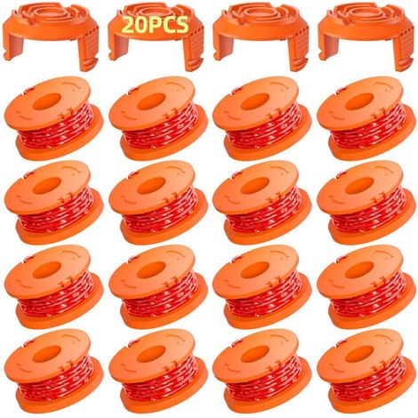16 Pack Bobine Fil Coupe Bordure 3 m - WA0004.1/WA0010 Coupe Bordures Ø1,65 mm, Bobine de Fil Debroussailleuse(16 Fil Coupe Bordure,4 Couvercle)