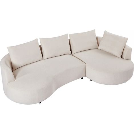 Divano in Velluto testurizzato Beige - Angolo a destra - LOUSADO (1/5)
