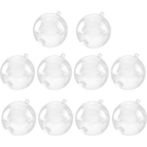 Lot de 3 x 10 boules transparentes en plastique pour décorer votre sapin de Noël (40 mm). (1/5)