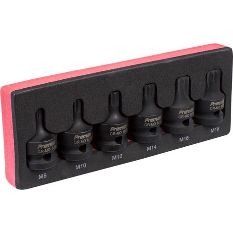 Sealey AK5608 Premier Spline Impact Socket Bit Set 1/2"Sq Drive 6pc