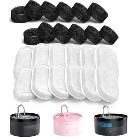 Filtre Pour Fontaine À Eau Pour Chats - Système De Filtration Multicouche Charbon Actif Échangeur D Ions Filtre Fin - Compatible Avec La Plupart Des Fontaines - Lot De 24 Pièces (1/5)