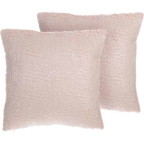 Conjunto de cojines decorativos rosa con efecto crujido 45 x 45 cm decoración moderna glamour Peony