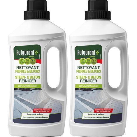 Fulgurant - Nettoyant Pierres et Béton, Ecocert 100% naturel, Nettoie, Dégraisse, Restaure et uniformise l'aspect satiné des murs, sols et plans de travail, 1L (Lot de 2)