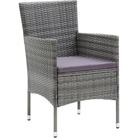 Chaises à manger de jardin lot de 4 Chaises d'extérieur Résine tressée Gris (1/5)