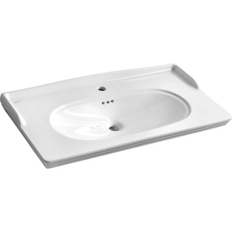 Sapho Isvea - Lavabo Stella 90 x 47 cm, con rebosadero, orificio para grifo, blanco 10ST50090 (1/5)
