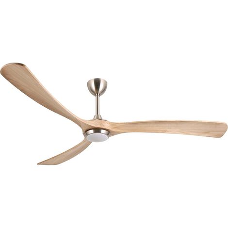 Ventilateur de plafond, pales en bois, éclairé, télécommande incluse (6 vitesses), économie d'énergie, convient pour l'été et l'hiver, 183 cm, couleur naturelle et argentée (1/5)
