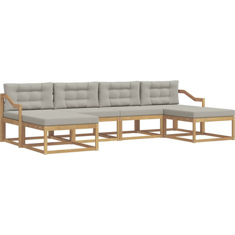 Set di divani da esterno 6 pz 6-Posti Bianco e Grigio Chiaro vidaXL (1/5)