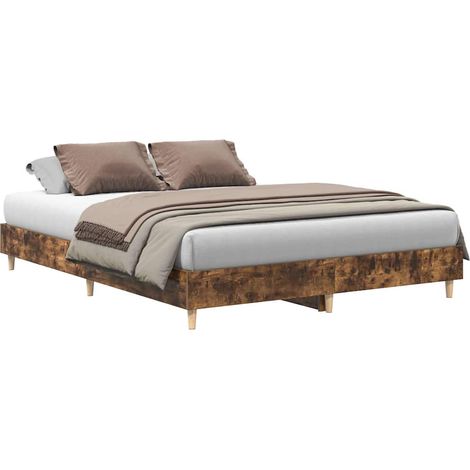 Maison Exclusive - Bettgestell ohne Matratze Räuchereiche 150x200 (1/5)