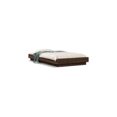 Cadre de lit avec lumières LED chêne marron 75x190 (1/5)