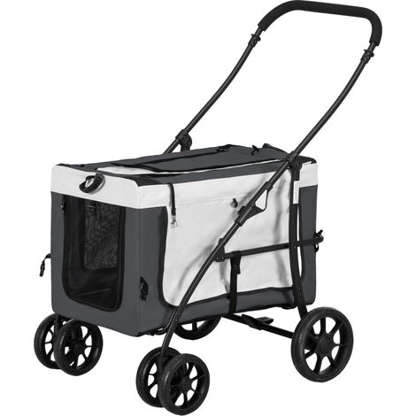 Dog Buggy Buggy pour animaux jusqu’à, pliable, charge max 10 kg, gris, 81 x 58 x 97,5 cm, pour maison et usage quotidien