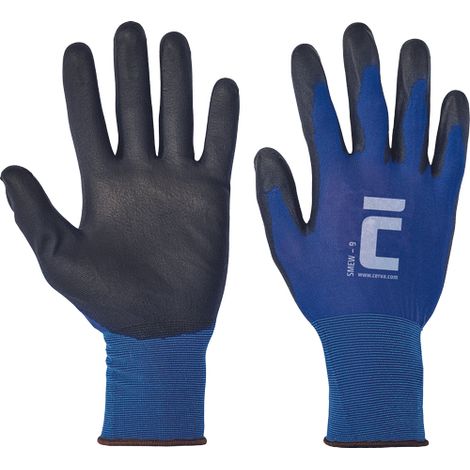 Guanti in nylon 18G/rivestimento in PU Guanti in nylon 18G/rivestimento in PU Blu-Nero 7