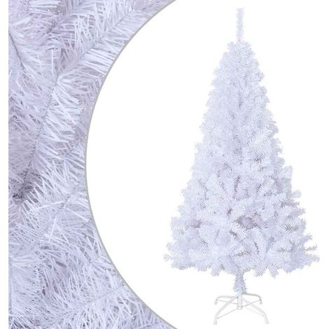 Sapin de Noël artificiel, à branches denses, blanc, de 150 cm de long, en PVC. (1/5)