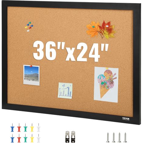 Tableau en Liège 61 x 91 cm Tableau d'Affichage avec Cadre en MDF Panneau d’Affichage en Liège Haute Densité Auto-Réparatrice 10 Punaises pour Épingler Mémo Notes Photos Bureau Maison Classe (1/5)