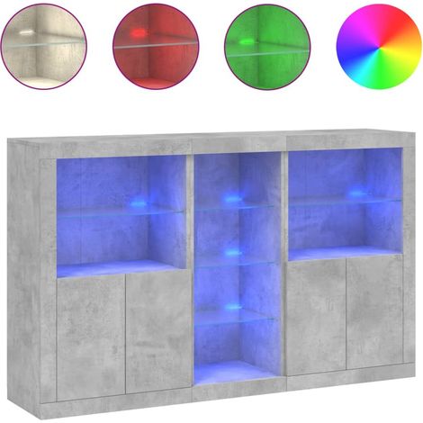 Maison Exclusive - Aparador con luces LED gris hormigón 162x37x10 (1/5)